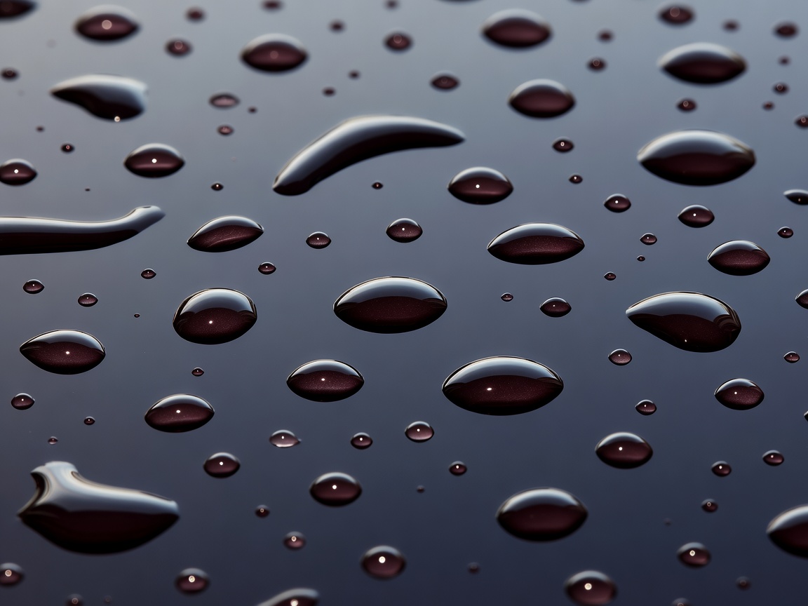 Nahaufnahme von Wasserperlen auf einer behandelten Lackoberfläche