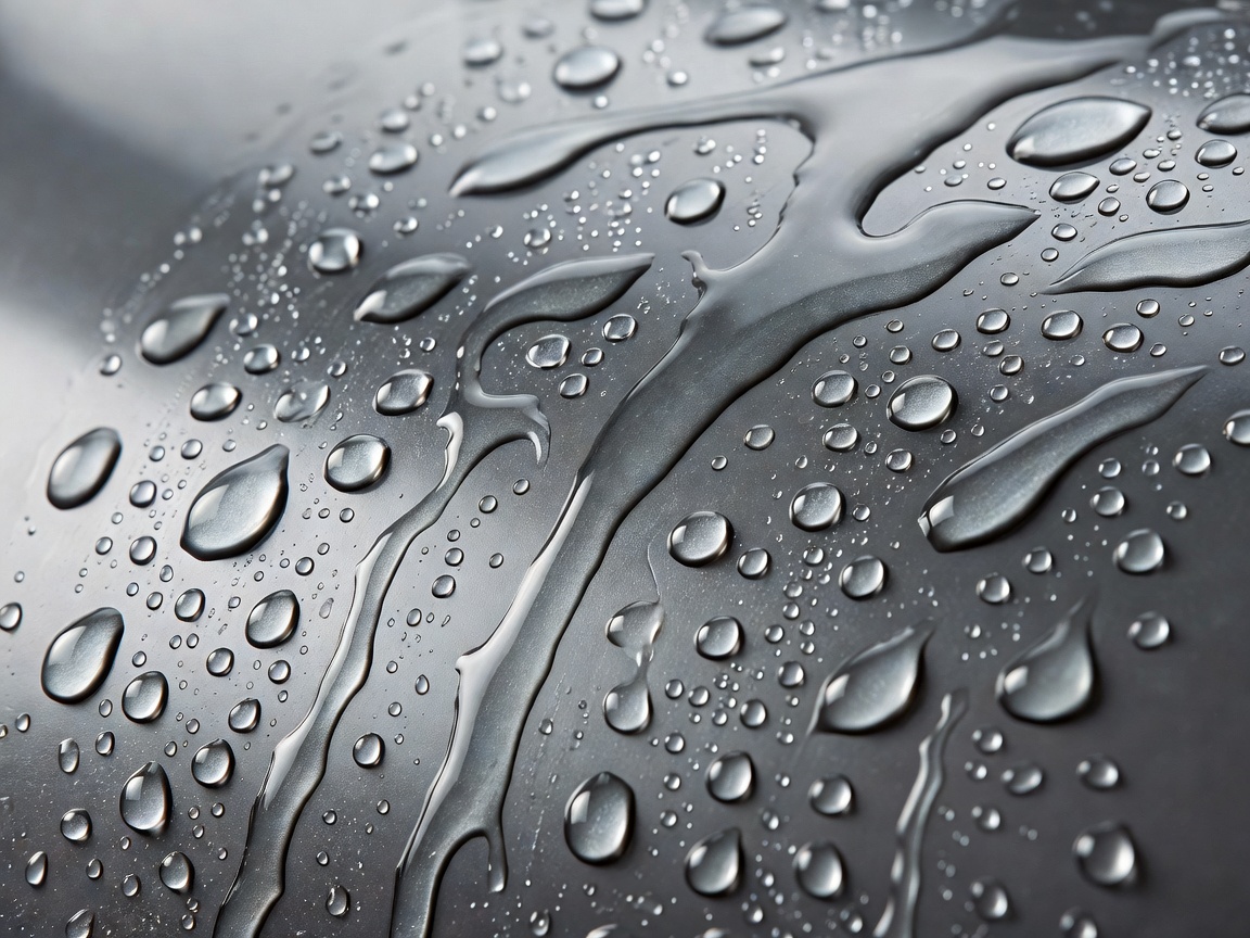 Wasser perlt von einer beschichteten Oberfläche ab
